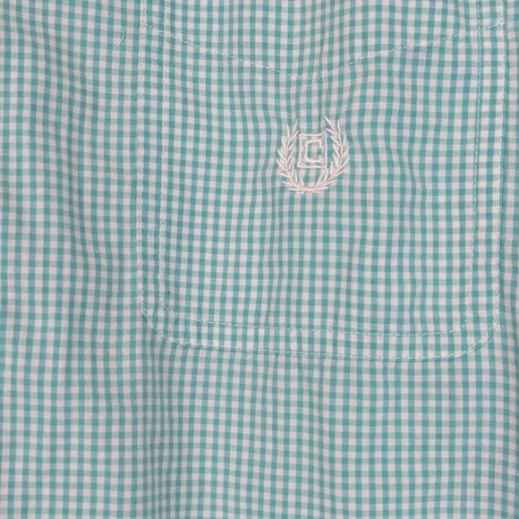 Chaps XXL gingham button down shirt in light turquoise - Picture 4 of 10